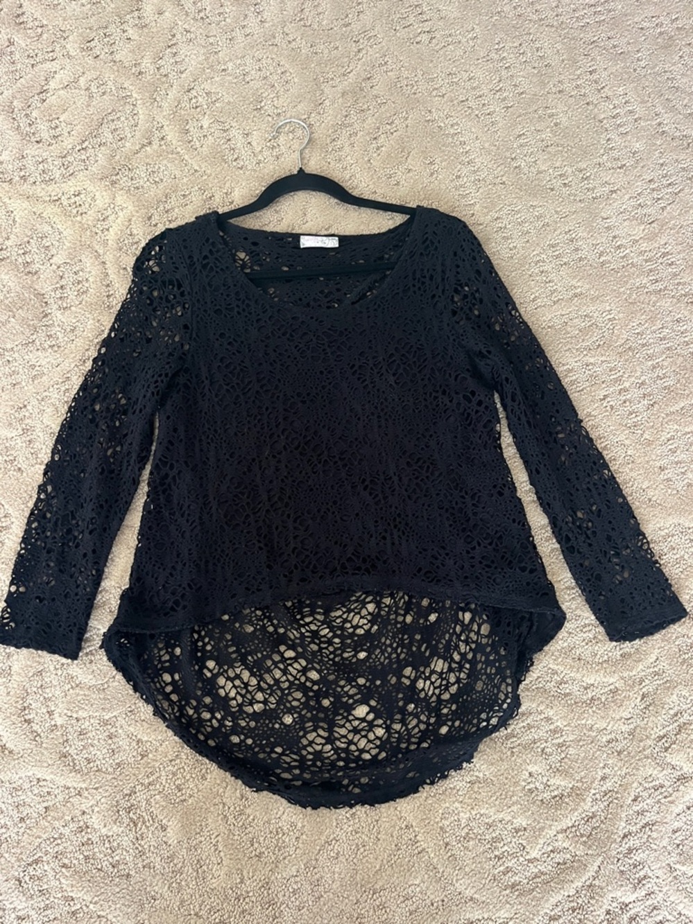 Free People Black Crochet Top Size Small